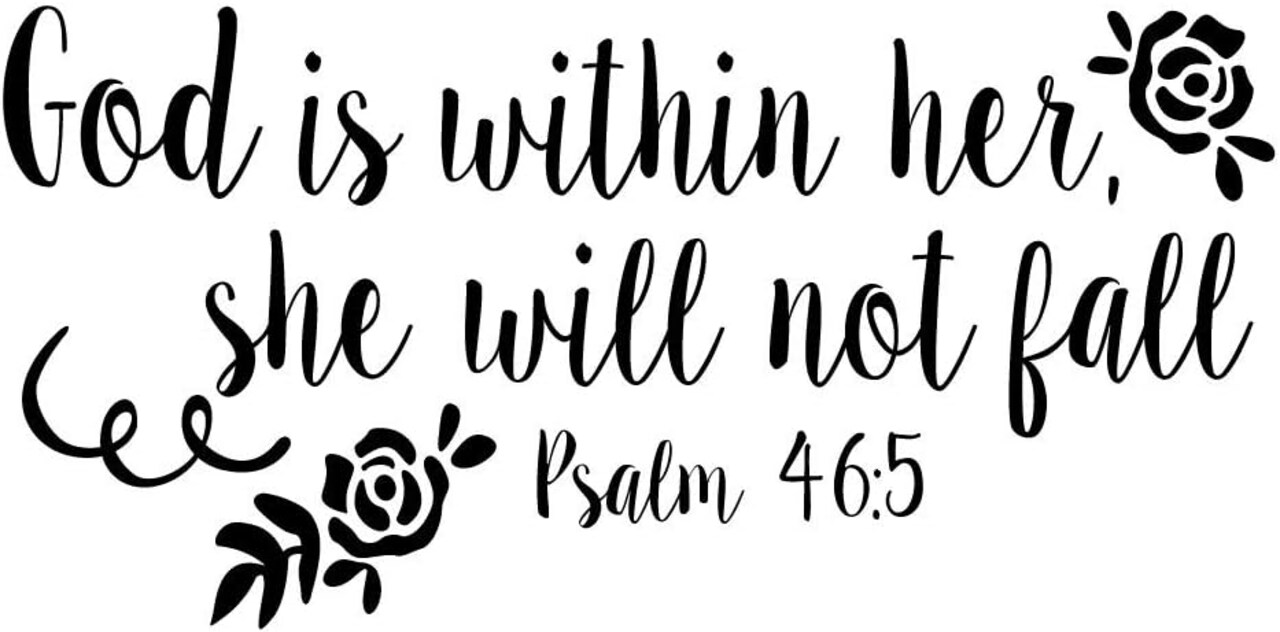 God is Within Her She Will Not Fall Psalm 46:5 Vinyl Decal Religious Wall Art
